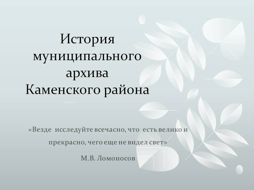 История муниципального архива Каменского района.